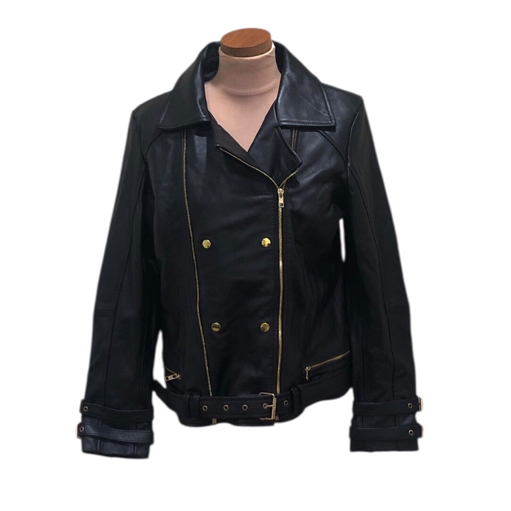 Chayel Bolongaro Trevor Leather Biker Jacket Size Large Black